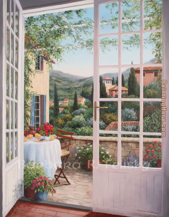 Brunch Overlooking Bonnieux painting - Barbara Felisky Brunch Overlooking Bonnieux art painting